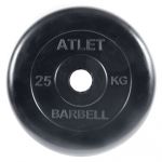 Диск обрезиненный BARBELL ATLET, 25 кг, 51 мм